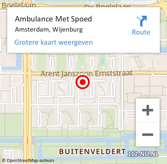 Locatie op kaart van de 112 melding: Ambulance Met Spoed Naar Amsterdam, Wijenburg op 2 september 2024 12:14