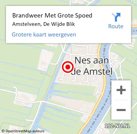 Locatie op kaart van de 112 melding: Brandweer Met Grote Spoed Naar Amstelveen, De Wijde Blik op 2 september 2024 12:25