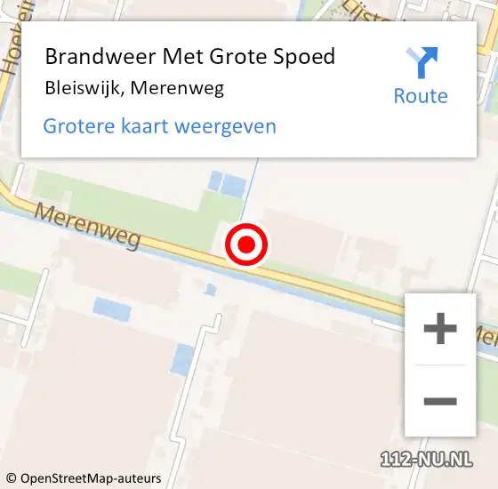 Locatie op kaart van de 112 melding: Brandweer Met Grote Spoed Naar Bleiswijk, Merenweg op 2 september 2024 12:27