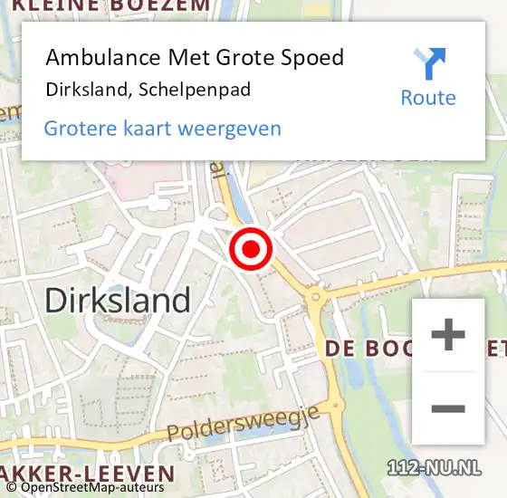 Locatie op kaart van de 112 melding: Ambulance Met Grote Spoed Naar Dirksland, Schelpenpad op 2 september 2024 12:50