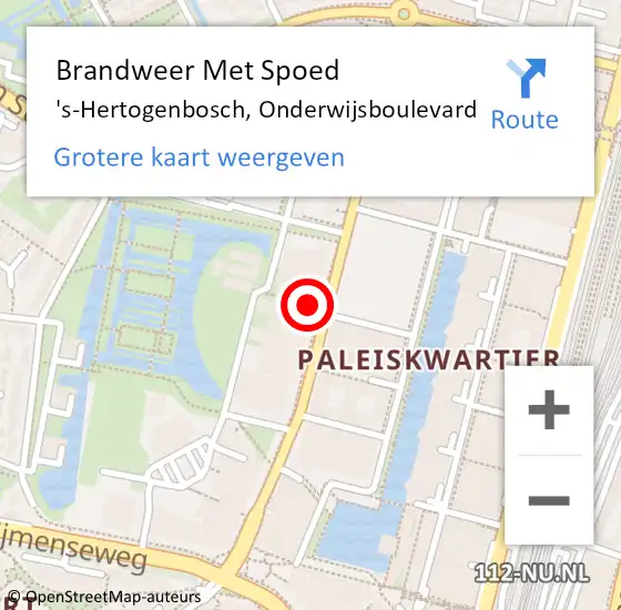 Locatie op kaart van de 112 melding: Brandweer Met Spoed Naar 's-Hertogenbosch, Onderwijsboulevard op 2 september 2024 12:50