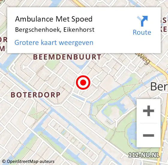 Locatie op kaart van de 112 melding: Ambulance Met Spoed Naar Bergschenhoek, Eikenhorst op 2 september 2024 13:07