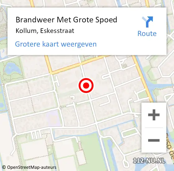 Locatie op kaart van de 112 melding: Brandweer Met Grote Spoed Naar Kollum, Eskesstraat op 18 oktober 2014 17:00