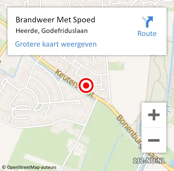 Locatie op kaart van de 112 melding: Brandweer Met Spoed Naar Heerde, Godefriduslaan op 2 september 2024 13:51