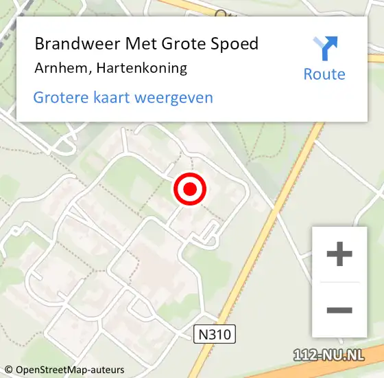 Locatie op kaart van de 112 melding: Brandweer Met Grote Spoed Naar Arnhem, Hartenkoning op 2 september 2024 13:55