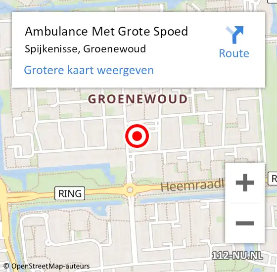 Locatie op kaart van de 112 melding: Ambulance Met Grote Spoed Naar Spijkenisse, Groenewoud op 2 september 2024 14:00