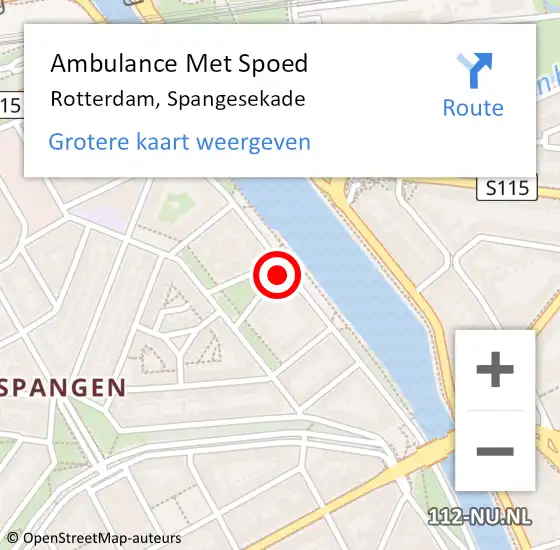 Locatie op kaart van de 112 melding: Ambulance Met Spoed Naar Rotterdam, Spangesekade op 2 september 2024 14:07