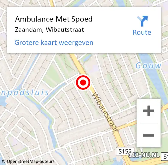 Locatie op kaart van de 112 melding: Ambulance Met Spoed Naar Zaandam, Wibautstraat op 2 september 2024 14:08