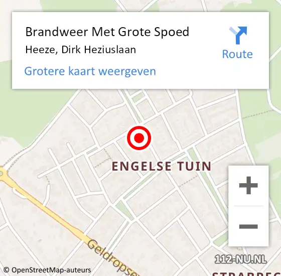 Locatie op kaart van de 112 melding: Brandweer Met Grote Spoed Naar Heeze, Dirk Heziuslaan op 2 september 2024 14:33