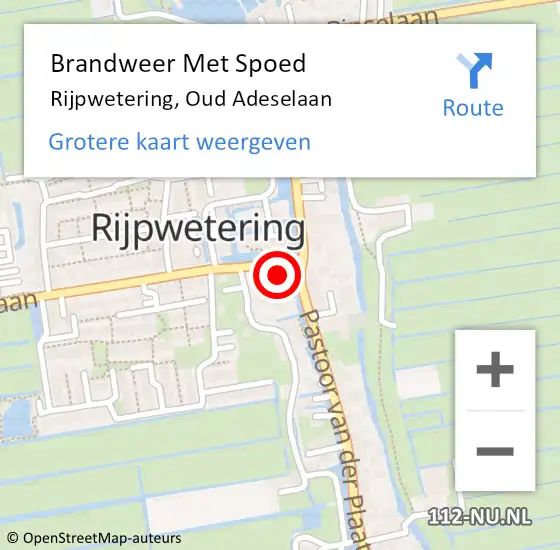 Locatie op kaart van de 112 melding: Brandweer Met Spoed Naar Rijpwetering, Oud Adeselaan op 18 oktober 2014 17:07