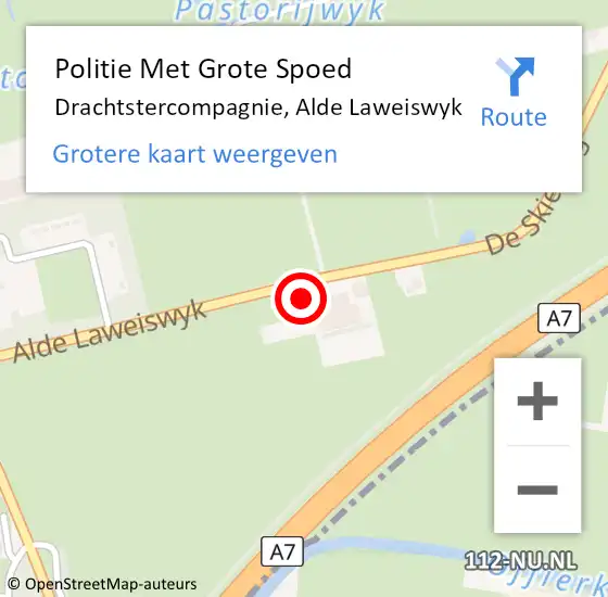 Locatie op kaart van de 112 melding: Politie Met Grote Spoed Naar Drachtstercompagnie, Alde Laweiswyk op 2 september 2024 14:51