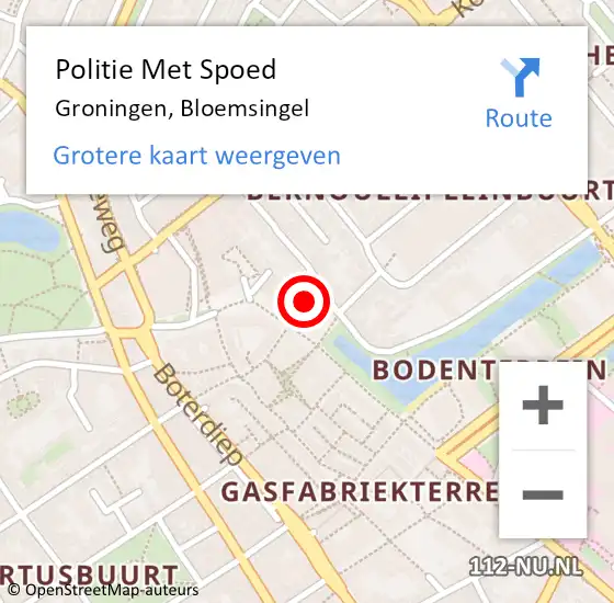 Locatie op kaart van de 112 melding: Politie Met Spoed Naar Groningen, Bloemsingel op 2 september 2024 15:02