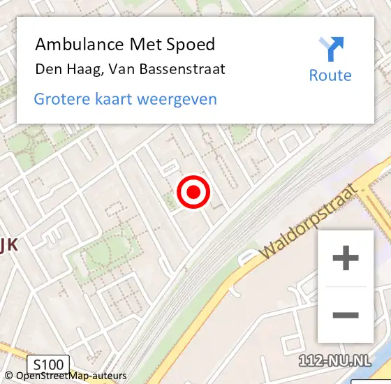 Locatie op kaart van de 112 melding: Ambulance Met Spoed Naar Den Haag, Van Bassenstraat op 2 september 2024 15:19