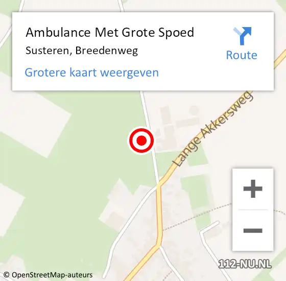 Locatie op kaart van de 112 melding: Ambulance Met Grote Spoed Naar Susteren, Breedenweg op 2 september 2024 15:24