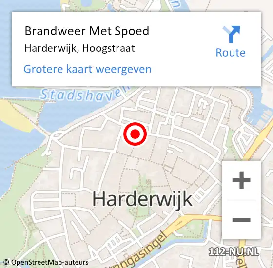 Locatie op kaart van de 112 melding: Brandweer Met Spoed Naar Harderwijk, Hoogstraat op 2 september 2024 15:28