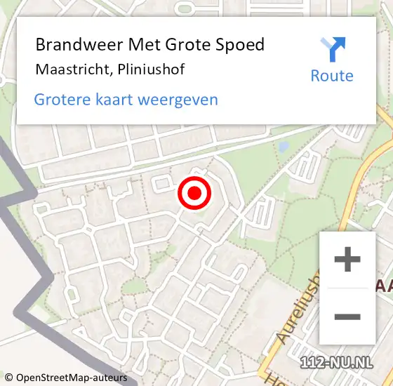 Locatie op kaart van de 112 melding: Brandweer Met Grote Spoed Naar Maastricht, Pliniushof op 2 september 2024 15:28