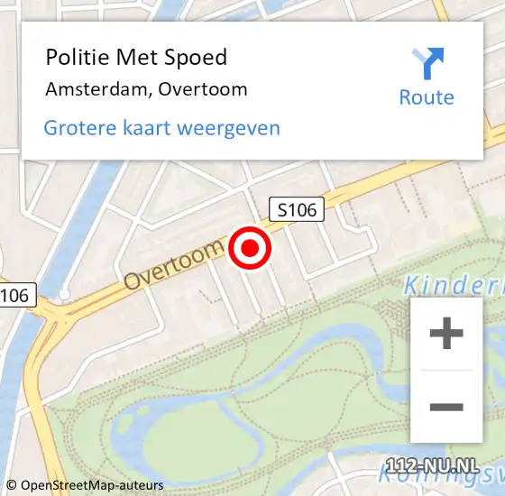 Locatie op kaart van de 112 melding: Politie Met Spoed Naar Amsterdam, Overtoom op 2 september 2024 15:30