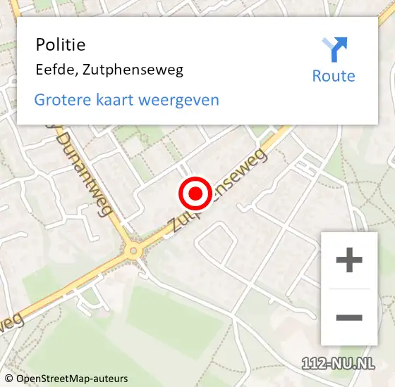 Locatie op kaart van de 112 melding: Politie Eefde, Zutphenseweg op 2 september 2024 15:35