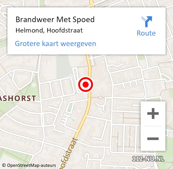 Locatie op kaart van de 112 melding: Brandweer Met Spoed Naar Helmond, Hoofdstraat op 2 september 2024 15:38