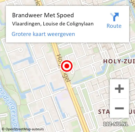 Locatie op kaart van de 112 melding: Brandweer Met Spoed Naar Vlaardingen, Louise de Colignylaan op 2 september 2024 15:39