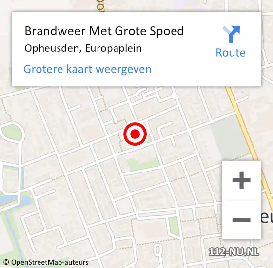 Locatie op kaart van de 112 melding: Brandweer Met Grote Spoed Naar Opheusden, Europaplein op 2 september 2024 15:49