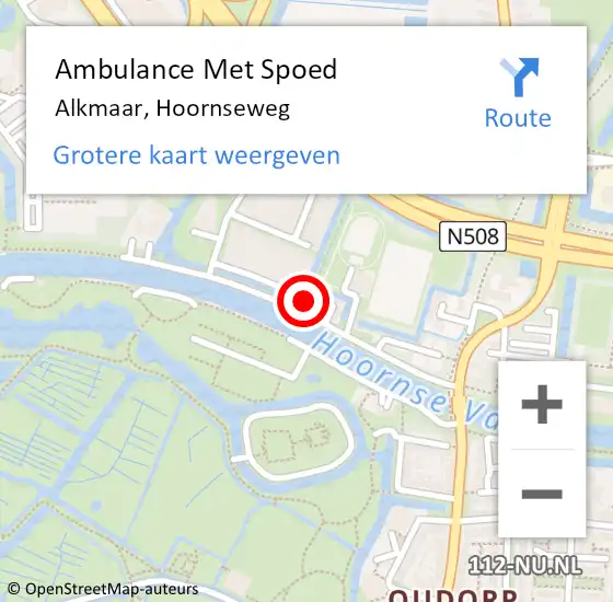 Locatie op kaart van de 112 melding: Ambulance Met Spoed Naar Alkmaar, Hoornseweg op 2 september 2024 15:55