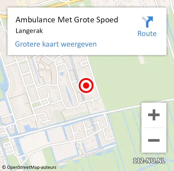 Locatie op kaart van de 112 melding: Ambulance Met Grote Spoed Naar Langerak op 2 september 2024 15:55