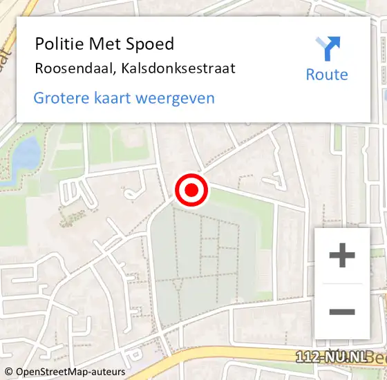 Locatie op kaart van de 112 melding: Politie Met Spoed Naar Roosendaal, Kalsdonksestraat op 2 september 2024 16:05