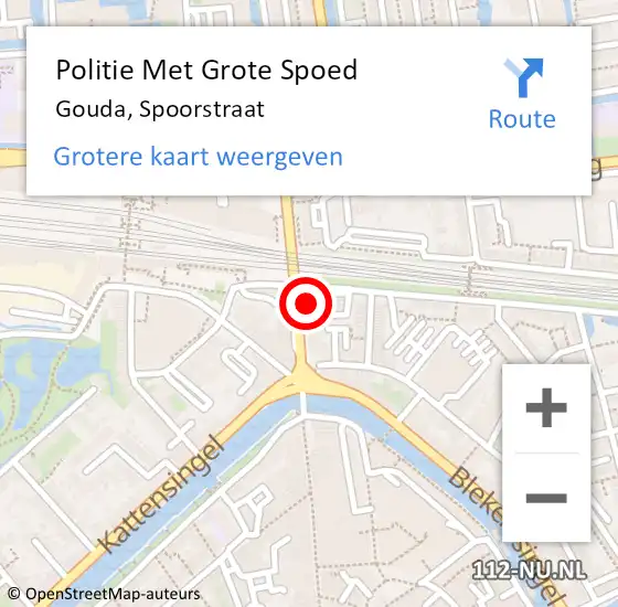 Locatie op kaart van de 112 melding: Politie Met Grote Spoed Naar Gouda, Spoorstraat op 2 september 2024 16:15