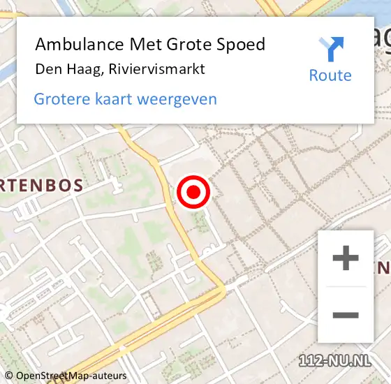 Locatie op kaart van de 112 melding: Ambulance Met Grote Spoed Naar Den Haag, Riviervismarkt op 2 september 2024 16:21