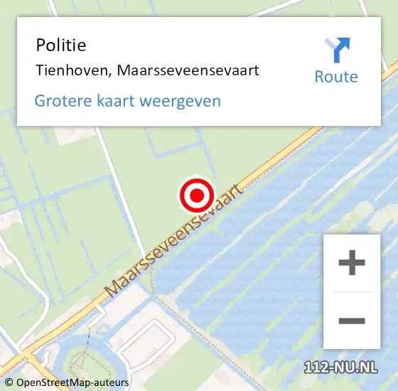 Locatie op kaart van de 112 melding: Politie Tienhoven, Maarsseveensevaart op 2 september 2024 16:21