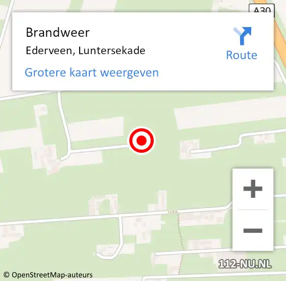 Locatie op kaart van de 112 melding: Brandweer Ederveen, Luntersekade op 2 september 2024 16:22