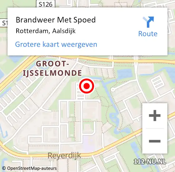 Locatie op kaart van de 112 melding: Brandweer Met Spoed Naar Rotterdam, Aalsdijk op 2 september 2024 16:23