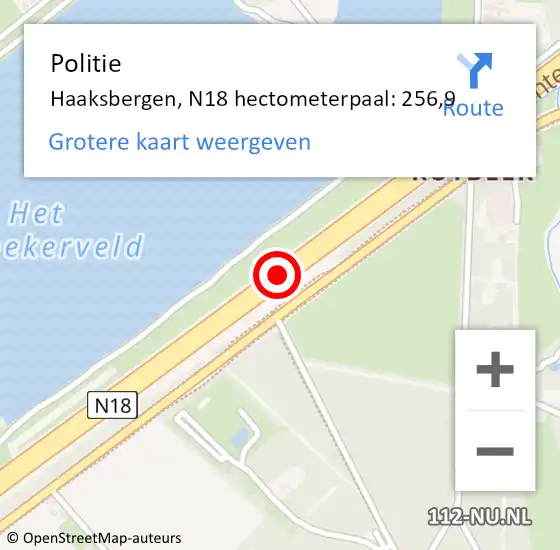 Locatie op kaart van de 112 melding: Politie Haaksbergen, N18 hectometerpaal: 256,9 op 2 september 2024 16:27