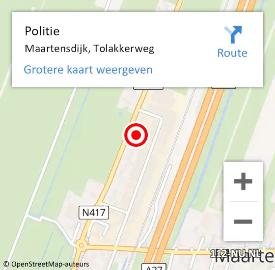 Locatie op kaart van de 112 melding: Politie Maartensdijk, Tolakkerweg op 2 september 2024 16:30