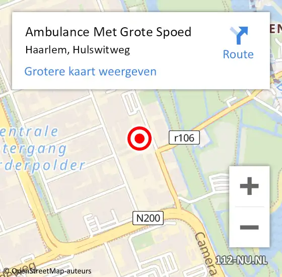 Locatie op kaart van de 112 melding: Ambulance Met Grote Spoed Naar Haarlem, Hulswitweg op 2 september 2024 16:34