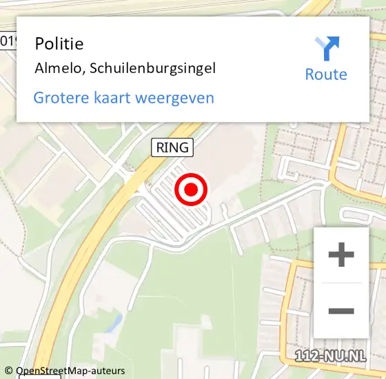 Locatie op kaart van de 112 melding: Politie Almelo, Schuilenburgsingel op 2 september 2024 16:46