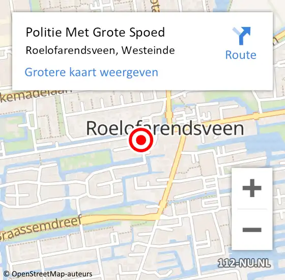 Locatie op kaart van de 112 melding: Politie Met Grote Spoed Naar Roelofarendsveen, Westeinde op 2 september 2024 16:49