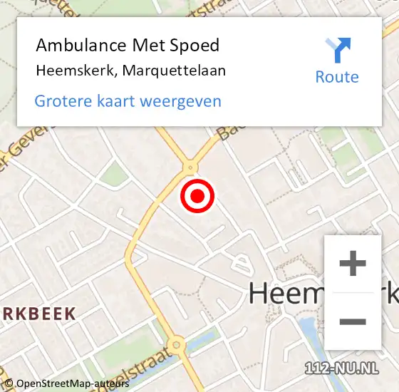 Locatie op kaart van de 112 melding: Ambulance Met Spoed Naar Heemskerk, Marquettelaan op 2 september 2024 17:03