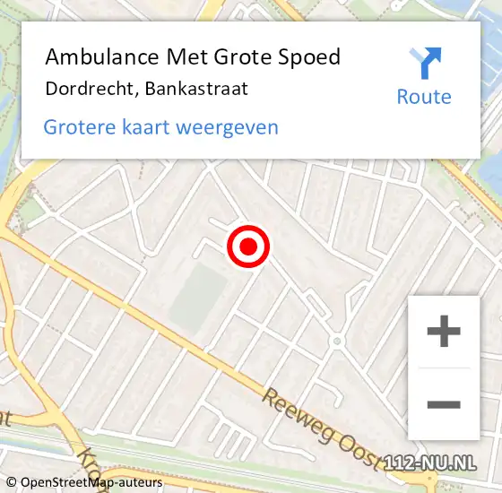 Locatie op kaart van de 112 melding: Ambulance Met Grote Spoed Naar Dordrecht, Bankastraat op 2 september 2024 17:10