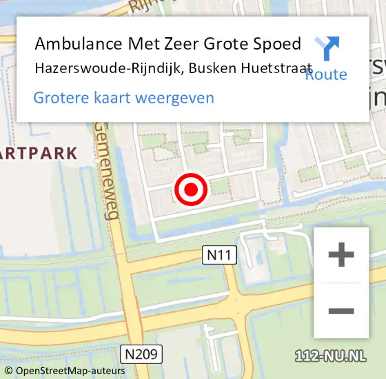 Locatie op kaart van de 112 melding: Ambulance Met Zeer Grote Spoed Naar Hazerswoude-Rijndijk, Busken Huetstraat op 2 september 2024 17:13