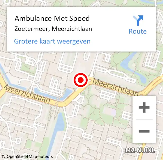 Locatie op kaart van de 112 melding: Ambulance Met Spoed Naar Zoetermeer, Meerzichtlaan op 2 september 2024 17:18