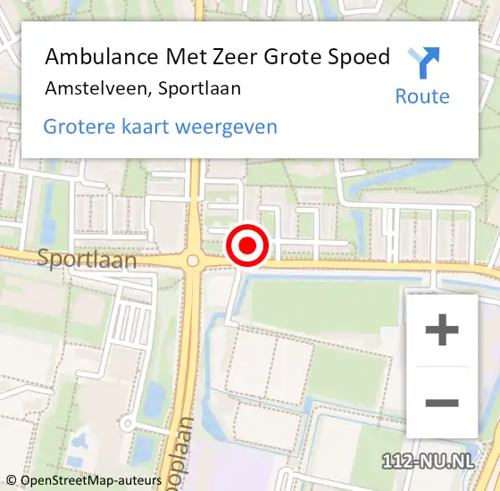 Locatie op kaart van de 112 melding: Ambulance Met Zeer Grote Spoed Naar Amstelveen, Sportlaan op 2 september 2024 17:34