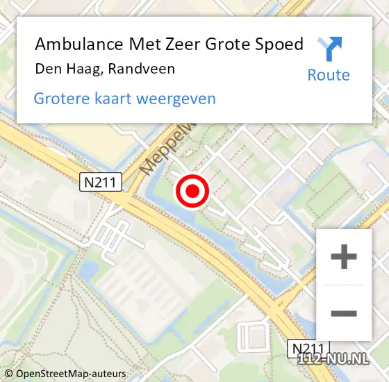 Locatie op kaart van de 112 melding: Ambulance Met Zeer Grote Spoed Naar Den Haag, Randveen op 2 september 2024 17:47