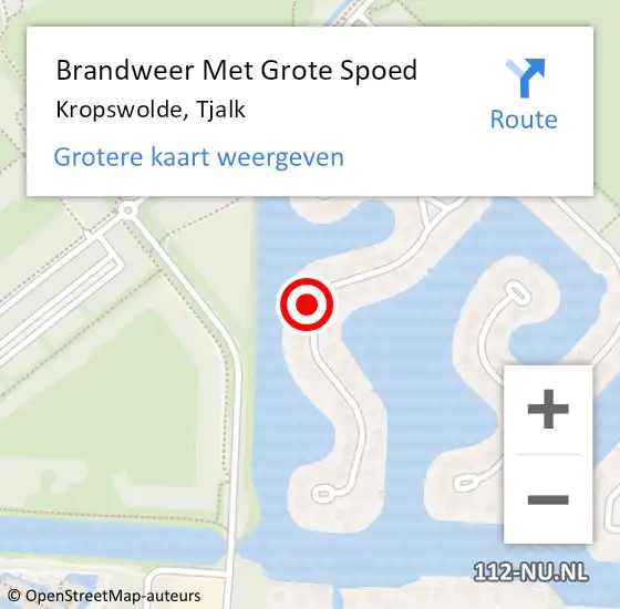 Locatie op kaart van de 112 melding: Brandweer Met Grote Spoed Naar Kropswolde, Tjalk op 2 september 2024 17:57