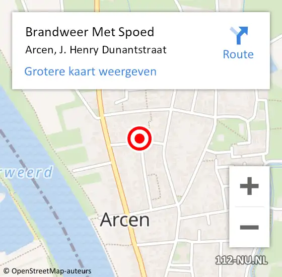 Locatie op kaart van de 112 melding: Brandweer Met Spoed Naar Arcen, J. Henry Dunantstraat op 2 september 2024 18:02