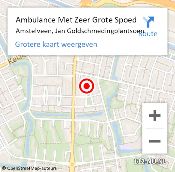 Locatie op kaart van de 112 melding: Ambulance Met Zeer Grote Spoed Naar Amstelveen, Jan Goldschmedingplantsoen op 2 september 2024 18:14