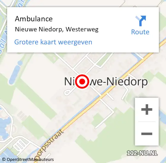 Locatie op kaart van de 112 melding: Ambulance Nieuwe Niedorp, Westerweg op 2 september 2024 18:14