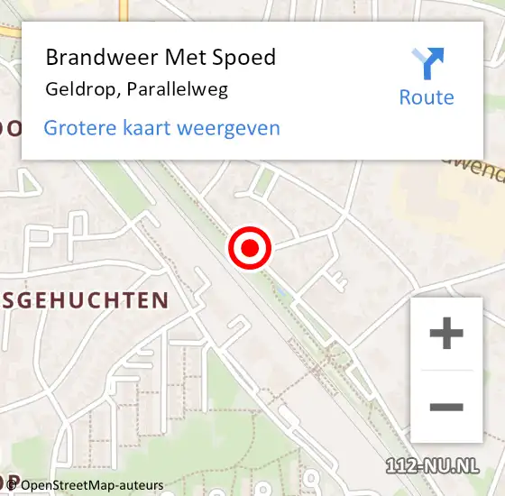 Locatie op kaart van de 112 melding: Brandweer Met Spoed Naar Geldrop, Parallelweg op 2 september 2024 18:28