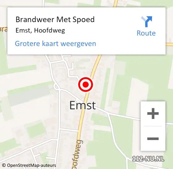 Locatie op kaart van de 112 melding: Brandweer Met Spoed Naar Emst, Hoofdweg op 2 september 2024 18:39